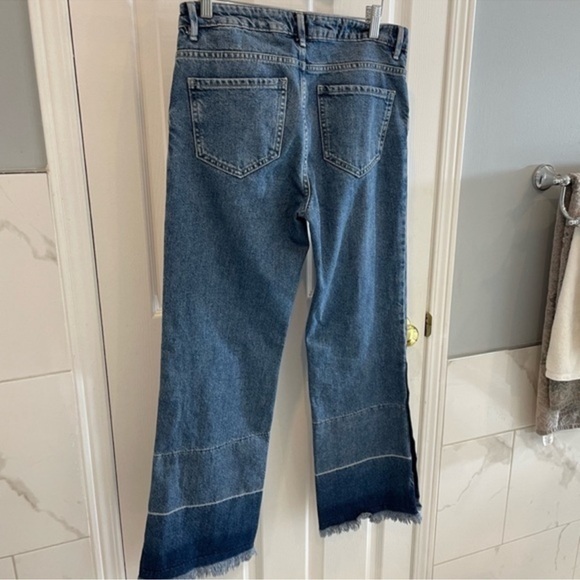 Mango Flared Snap Leg Cropped Wide Jeans - Picture 6 of 8